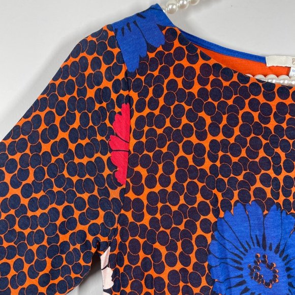 Boden Annie Floral Polka Dots Boat Neck 3/4 Short Knee Length Sheath Dress 4 - Picture 4 of 10